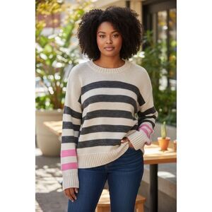 French Connection Women's XL Striped Pullover Sweater Multicolor